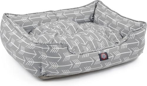 Show full view: Majestic Pet Contemporary Lounge Arrow Bolster Dog Bed with Removable Cover, Grey/White Arrows, Large slide 3 of 4