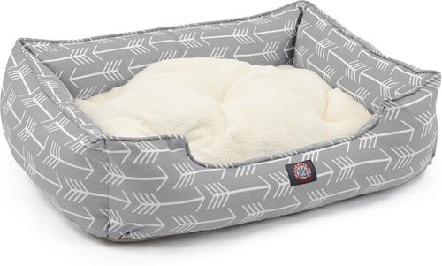 Show full view: Majestic Pet Contemporary Lounge Arrow Bolster Dog Bed with Removable Cover, Grey/White Arrows, Large slide 4 of 4