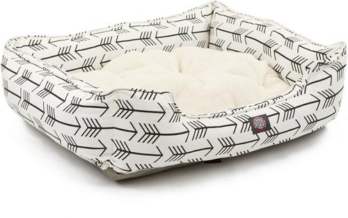 Show full view: Majestic Pet Contemporary Lounge Arrow Bolster Dog Bed with Removable Cover, White/Black Arrows, Large slide 4 of 4