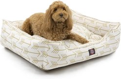 Majestic Pet Contemporary Lounge Arrow Bolster Dog Bed with Removable Cover, White/Gold Arrows, Medium