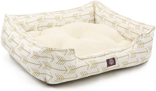 Show full view: Majestic Pet Contemporary Lounge Arrow Bolster Dog Bed with Removable Cover, White/Gold Arrows, Medium slide 4 of 4