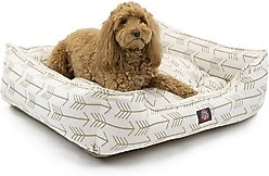 Majestic Pet Contemporary Lounge Arrow Bolster Dog Bed with Removable Cover, White/Tan Arrows, Medium