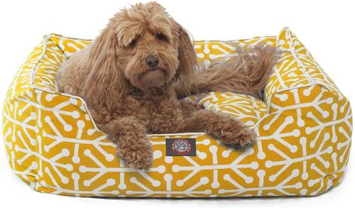 Show full view: Majestic Pet Contemporary Lounge Aruba Bolster Dog Bed with Removable Cover, Citrus, Large slide 2 of 6