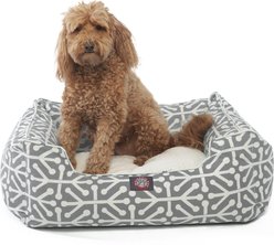 Majestic Pet Contemporary Lounge Aruba Bolster Dog Bed with Removable Cover, Gray, Large