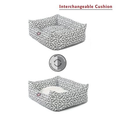 Show full view: Majestic Pet Contemporary Lounge Aruba Bolster Dog Bed with Removable Cover, Gray, Large slide 3 of 6