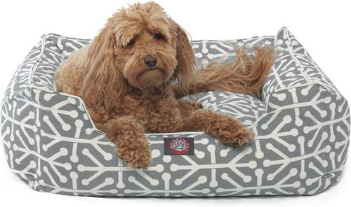 Show full view: Majestic Pet Contemporary Lounge Aruba Bolster Dog Bed with Removable Cover, Gray, Medium slide 3 of 7