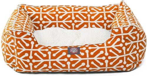Show full view: Majestic Pet Contemporary Lounge Aruba Bolster Dog Bed with Removable Cover, Orange, Large slide 4 of 6