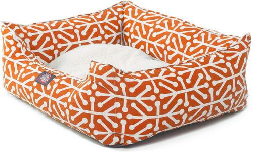 Show full view: Majestic Pet Contemporary Lounge Aruba Bolster Dog Bed with Removable Cover, Orange, Large slide 5 of 6