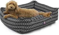 Majestic Pet Contemporary Lounge Boho Arrow Bolster Dog Bed with Removable Cover, Black/White Arrows, Large