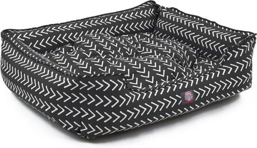 Show full view: Majestic Pet Contemporary Lounge Boho Arrow Bolster Dog Bed with Removable Cover, Black/White Arrows, Medium slide 3 of 4