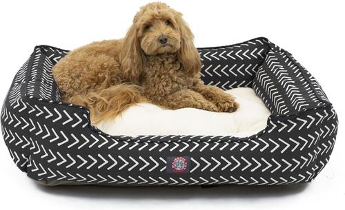 Show full view: Majestic Pet Contemporary Lounge Boho Arrow Bolster Dog Bed with Removable Cover, Black/White Arrows, Medium slide 2 of 4