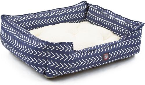 Show full view: Majestic Pet Contemporary Lounge Boho Arrow Bolster Dog Bed with Removable Cover, Blue/White Arrows, Large slide 4 of 4