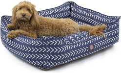 Majestic Pet Contemporary Lounge Boho Arrow Bolster Dog Bed with Removable Cover, Blue/White Arrows, Medium