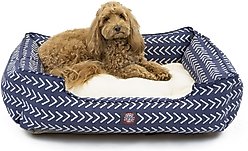 Majestic Pet Contemporary Lounge Boho Arrow Bolster Dog Bed with Removable Cover, Blue/White Arrows, Medium slide 2 of 4