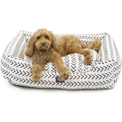 Majestic Pet Majestic Pet Contemporary Lounge Boho Arrow Bolster Dog Bed with Removable Cover, White/Black Arrows, Large