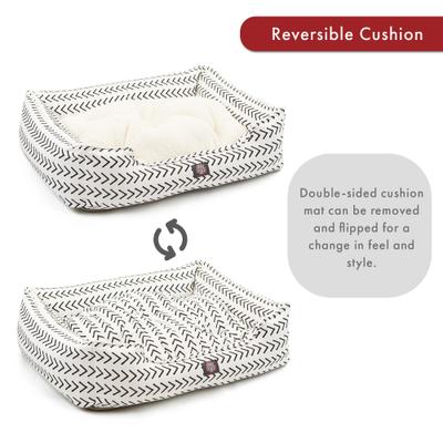 Show full view: Majestic Pet Contemporary Lounge Boho Arrow Bolster Dog Bed with Removable Cover, White/Black Arrows, Large slide 5 of 5