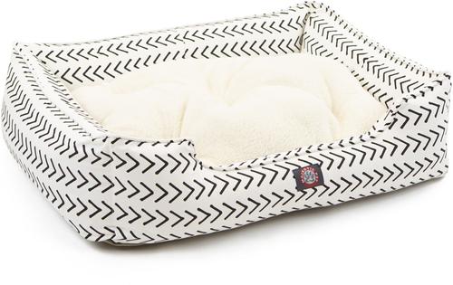 Show full view: Majestic Pet Contemporary Lounge Boho Arrow Bolster Dog Bed with Removable Cover, White/Black Arrows, Large slide 4 of 5
