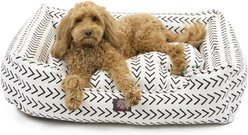 Majestic Pet Contemporary Lounge Boho Arrow Bolster Dog Bed with Removable Cover, White/Black Arrows, Medium