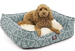 Majestic Pet Contemporary Lounge Charlie Bolster Dog Bed with Removable Cover, Emerald, Medium