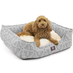 Majestic Pet Contemporary Lounge Charlie Bolster Dog Bed with Removable Cover, Gray, Large