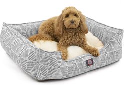 Majestic Pet Contemporary Lounge Charlie Bolster Dog Bed with Removable Cover, Gray, Medium