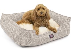 Majestic Pet Contemporary Lounge Charlie Bolster Dog Bed with Removable Cover, Metallic Beige, Large