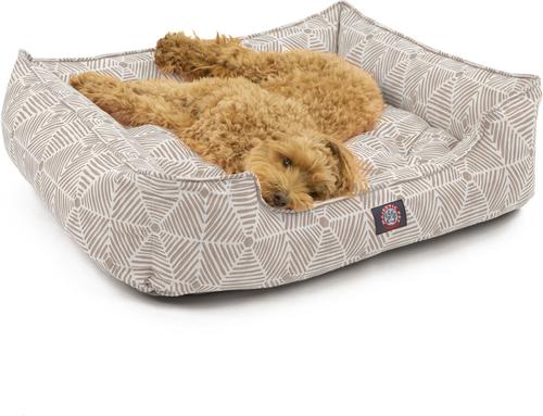 Show full view: Majestic Pet Contemporary Lounge Charlie Bolster Dog Bed with Removable Cover, Metallic Beige, Large slide 2 of 4