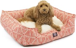 Majestic Pet Contemporary Lounge Charlie Bolster Dog Bed with Removable Cover, Salmon, Large