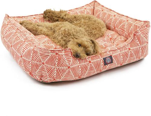 Show full view: Majestic Pet Contemporary Lounge Charlie Bolster Dog Bed with Removable Cover, Salmon, Large slide 2 of 5