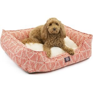 Majestic Pet Contemporary Lounge Charlie Bolster Dog Bed with Removable Cover, Salmon, Medium