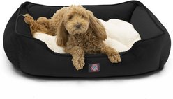 Majestic Pet Contemporary Lounge Faux Suede Bolster Dog Bed with Removable Cover, Black, Large