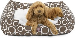 Majestic Pet Contemporary Lounge Fusion Bolster Dog Bed with Removable Cover, Medium, Mocha