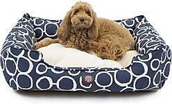 Majestic Pet Contemporary Lounge Fusion Bolster Dog Bed with Removable Cover, Medium, Navy Blue