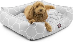 Majestic Pet Contemporary Lounge Hexo Shapes Bolster Dog Bed with Removable Cover, Medium, Grey