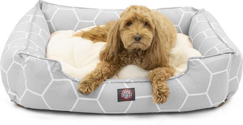 Show full view: Majestic Pet Contemporary Lounge Hexo Shapes Bolster Dog Bed with Removable Cover, Medium, Grey slide 2 of 4