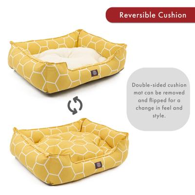 Show full view: Majestic Pet Contemporary Lounge Hexo Shapes Bolster Dog Bed with Removable Cover, Medium, Yellow slide 5 of 5