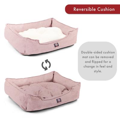 Show full view: Majestic Pet Contemporary Lounge Jackson Heathered Bolster Dog Bed with Removable Cover, Medium, Pink slide 5 of 5