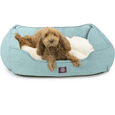 Majestic Pet Majestic Pet Contemporary Lounge Jackson Heathered Bolster Dog Bed with Removable Cover, Medium, Teal