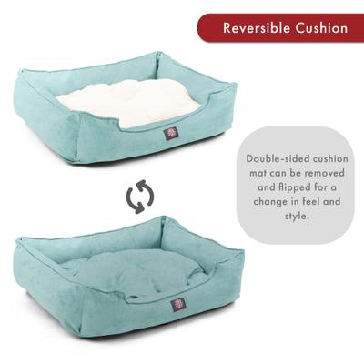 Show full view: Majestic Pet Contemporary Lounge Jackson Heathered Bolster Dog Bed with Removable Cover, Medium, Teal slide 5 of 5
