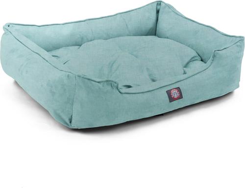 Show full view: Majestic Pet Contemporary Lounge Jackson Heathered Bolster Dog Bed with Removable Cover, Medium, Teal slide 4 of 5