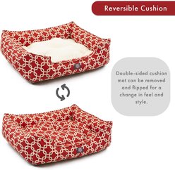 Majestic Pet Contemporary Lounge Links Bolster Dog Bed with Removable Cover, Medium, Red slide 2 of 5