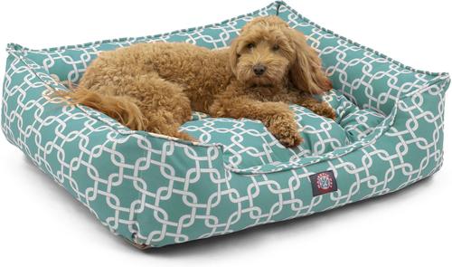 Show full view: Majestic Pet Contemporary Lounge Links Bolster Dog Bed with Removable Cover, Medium, Teal slide 2 of 4