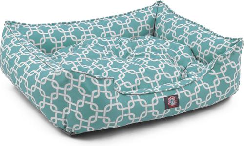 Show full view: Majestic Pet Contemporary Lounge Links Bolster Dog Bed with Removable Cover, Medium, Teal slide 3 of 4