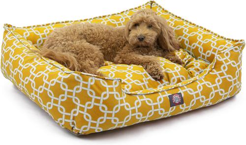 Show full view: Majestic Pet Contemporary Lounge Links Bolster Dog Bed with Removable Cover, Medium, Yellow slide 2 of 4