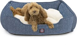 Majestic Pet Contemporary Lounge Palette Heathered Bolster Dog Bed with Removable Cover, Medium, Blue