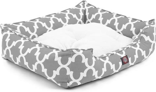 Show full view: Majestic Pet Contemporary Lounge Trellis Bolster Dog Bed with Removable Cover, Medium, Gray slide 4 of 4