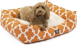 Majestic Pet Contemporary Lounge Trellis Bolster Dog Bed with Removable Cover, Medium, Peach