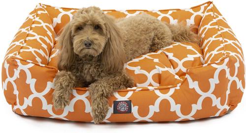 Show full view: Majestic Pet Contemporary Lounge Trellis Bolster Dog Bed with Removable Cover, Medium, Peach slide 2 of 4