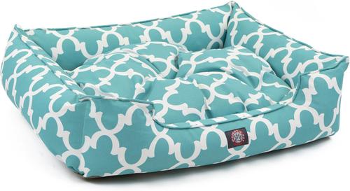 Show full view: Majestic Pet Contemporary Lounge Trellis Bolster Dog Bed with Removable Cover, Medium, Teal slide 4 of 5