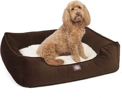 Majestic Pet Contemporary Lounge Velvet Bolster Dog Bed with Removable Cover, Medium, Espresso